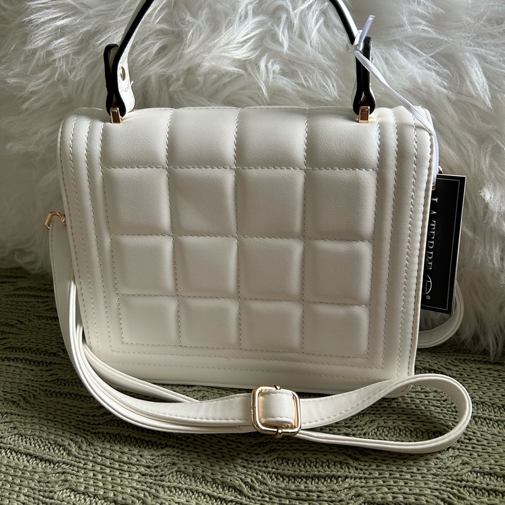 NWT LA Terre NWT Quilted Crossbody Top-Handle Bag in White